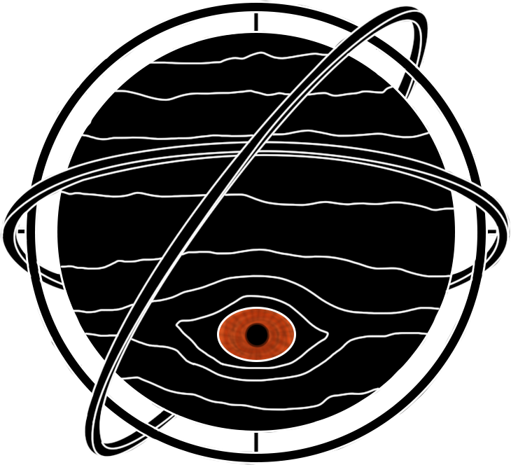 A planet with rings and an eye at the center